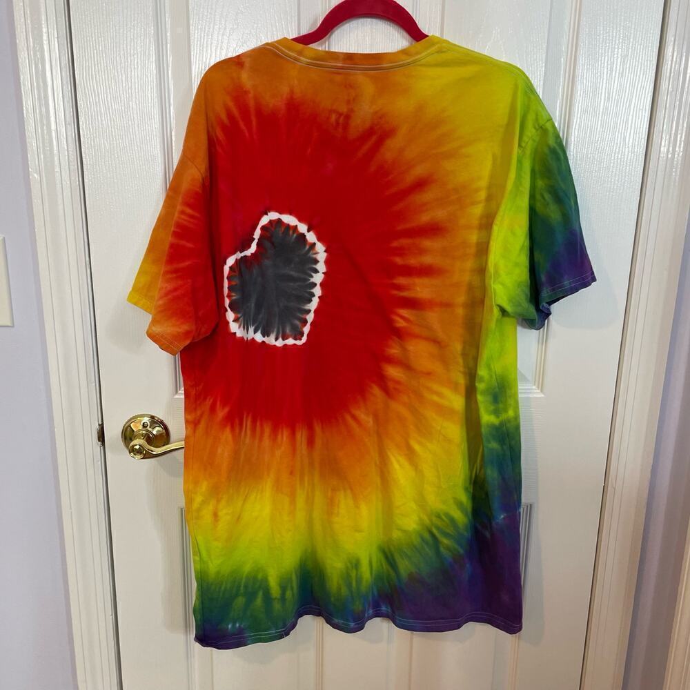 handmade tie dyed unisex tshirt black heart rainbow pride 2XL - Picture 5 of 6